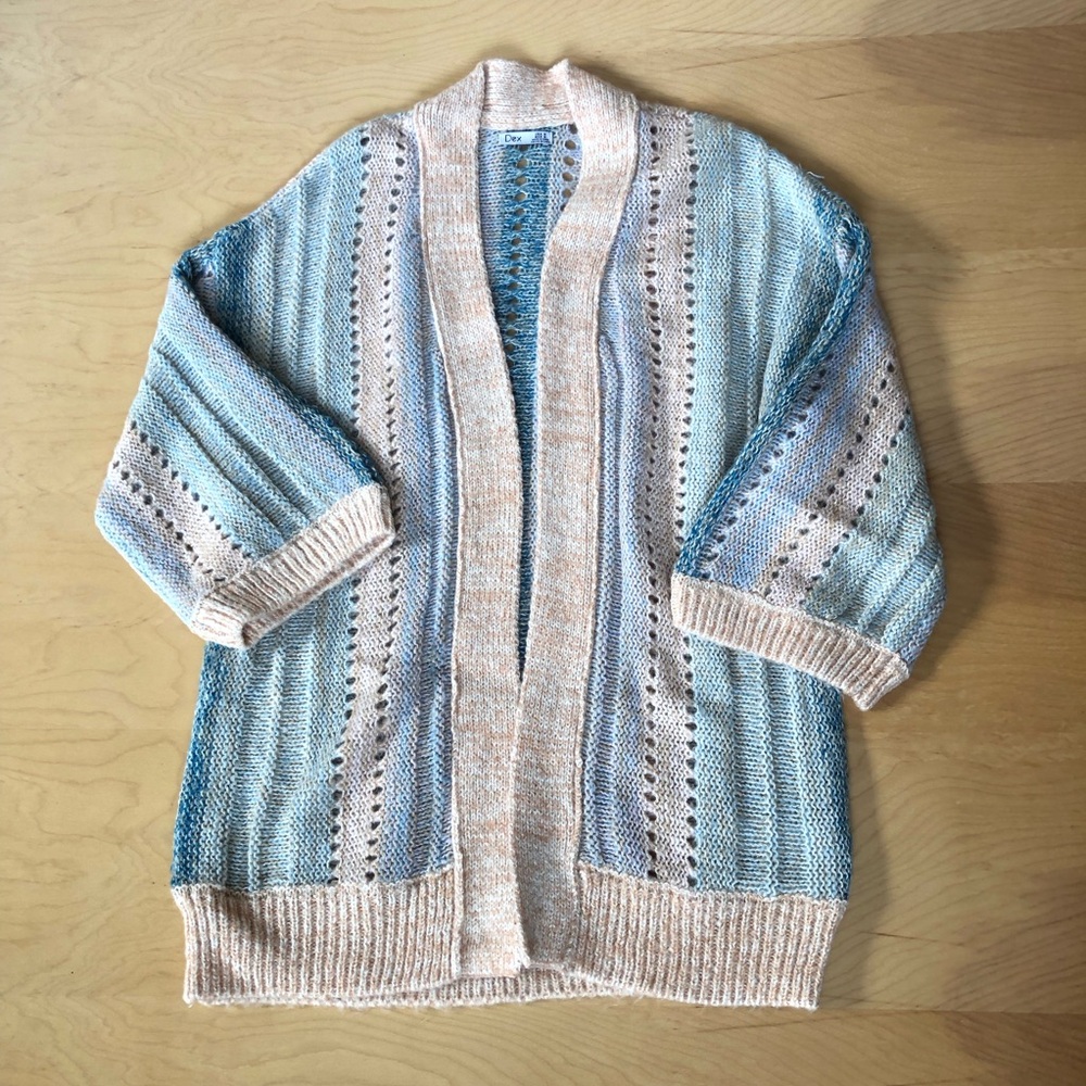 Dex Blue and Cream Striped Cardigan